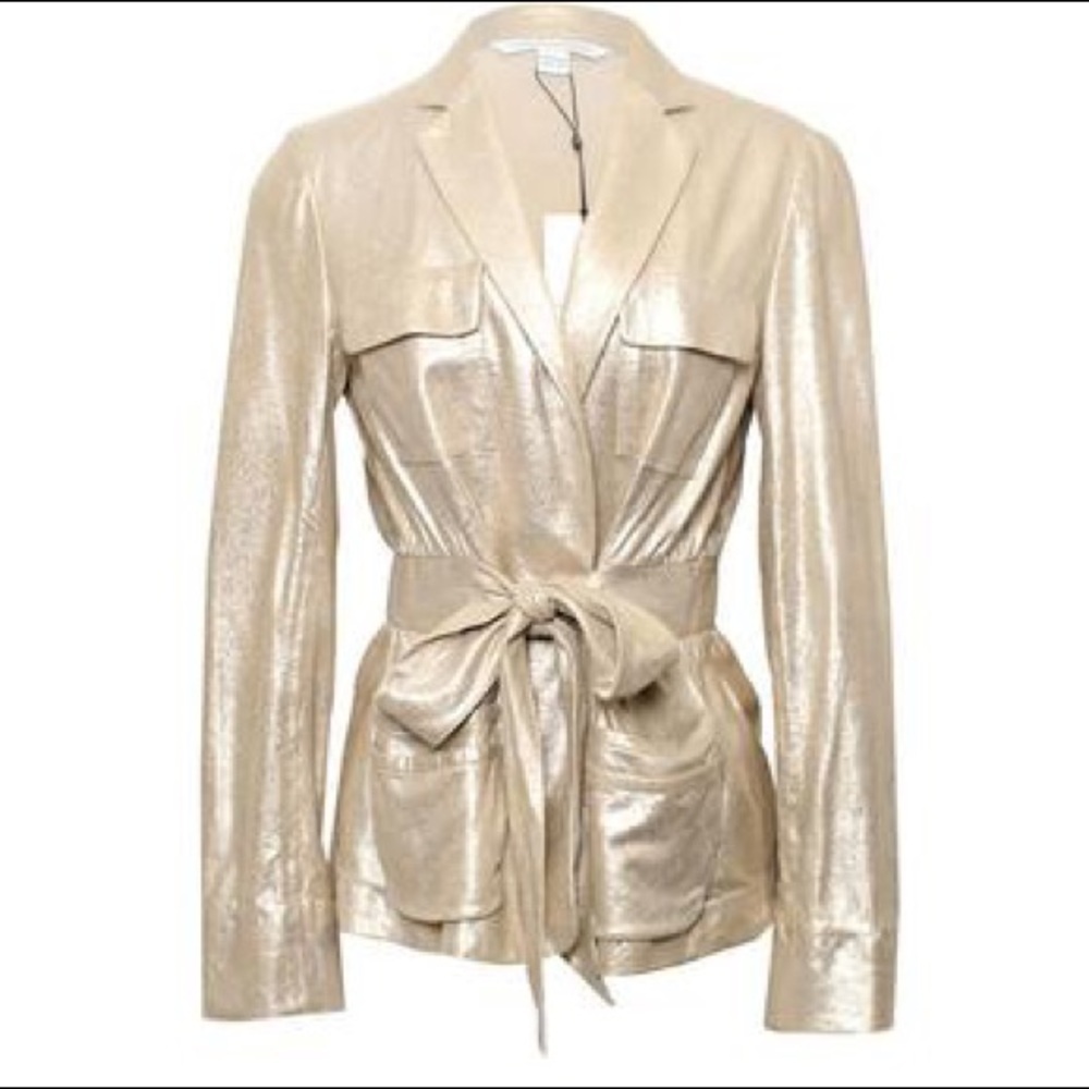 💛Diane Von Furstenberg Gold Lamb Suede Jacket Diane Von Furstenberg Hilda NWT💛